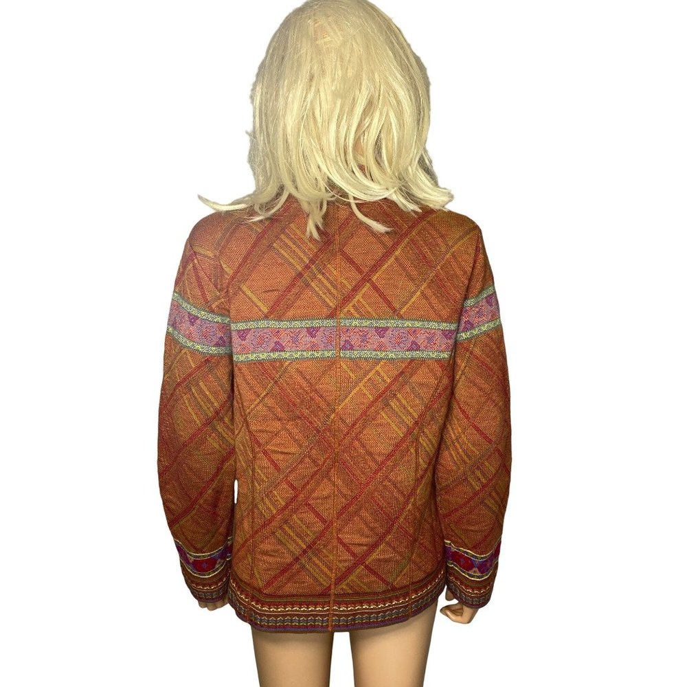 Coldwater Creek Intarsia Knit Cardigan Jacket M Tribal Cotton Wool Knit Blend - Picture 3 of 11